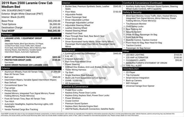 2019 RAM 2500 Laramie Crew Cab 4x4 64 Box 2019 RAM 2500 Laramie Crew Cab 4x4 64 Box