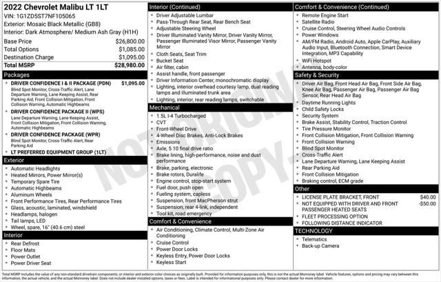 2022 Chevrolet Malibu FWD LT 2022 Chevrolet Malibu FWD LT