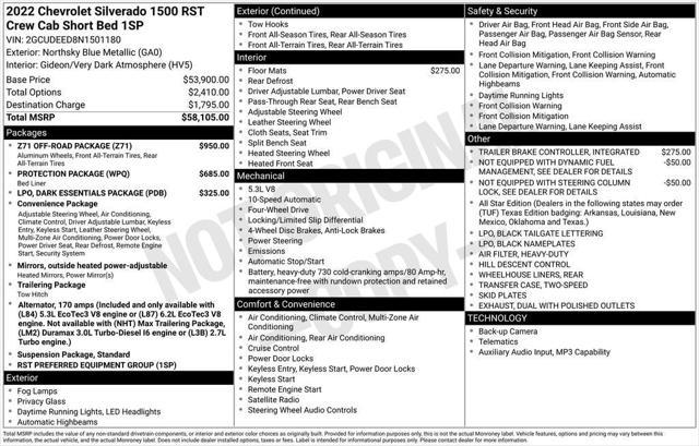 2022 Chevrolet Silverado 1500 4WD Crew Cab Short Bed RST