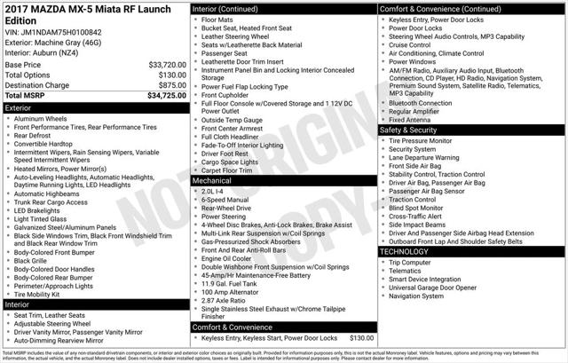 2017 Mazda MX-5 Miata RF Launch Edition
