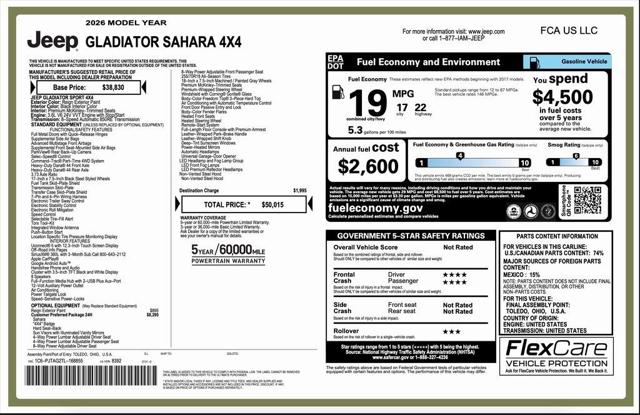 2026 Jeep Gladiator GLADIATOR SAHARA 4X4