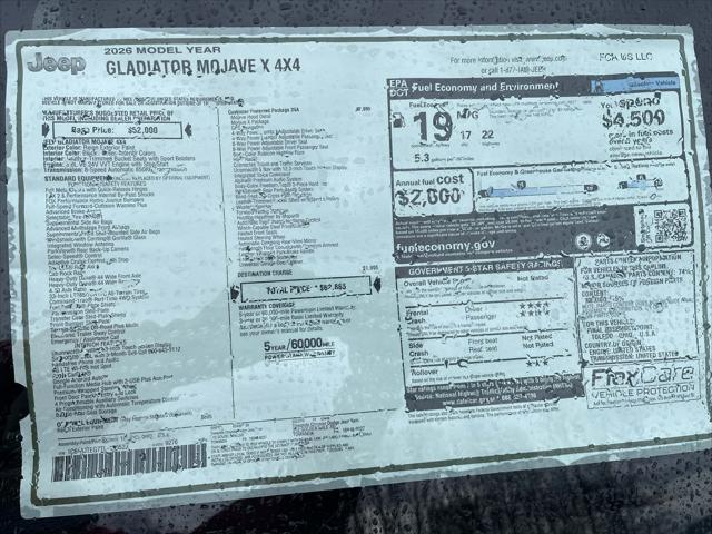 2026 Jeep Gladiator GLADIATOR MOJAVE X 4X4 2026 Jeep Gladiator GLADIATOR MOJAVE X 4X4