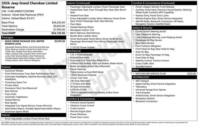 2026 Jeep Grand Cherokee Limited Reserve
