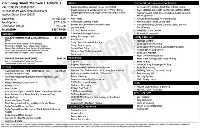 2025 Jeep Grand Cherokee GRAND CHEROKEE L ALTITUDE X 4X4