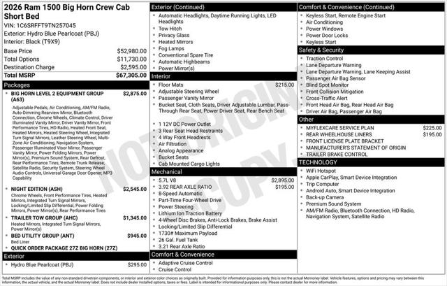 2026 RAM Ram 1500 RAM 1500 BIG HORN CREW CAB 4X4 57 BOX