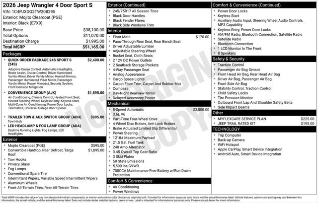 2026 Jeep Wrangler WRANGLER 4-DOOR SPORT S