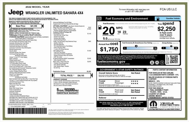 2022 Jeep Wrangler Unlimited Sahara 4x4 2022 Jeep Wrangler Unlimited Sahara 4x4