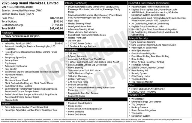 2025 Jeep Grand Cherokee GRAND CHEROKEE L LIMITED 4X4