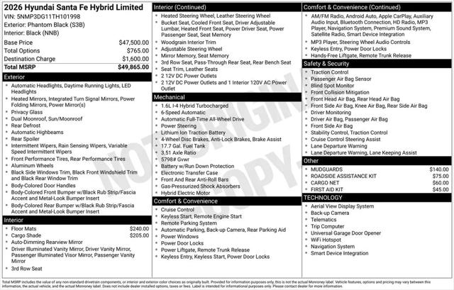 2026 Hyundai Santa Fe Hybrid Limited 7 Passenger