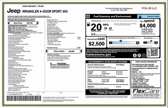 2026 Jeep Wrangler WRANGLER 4-DOOR SPORT