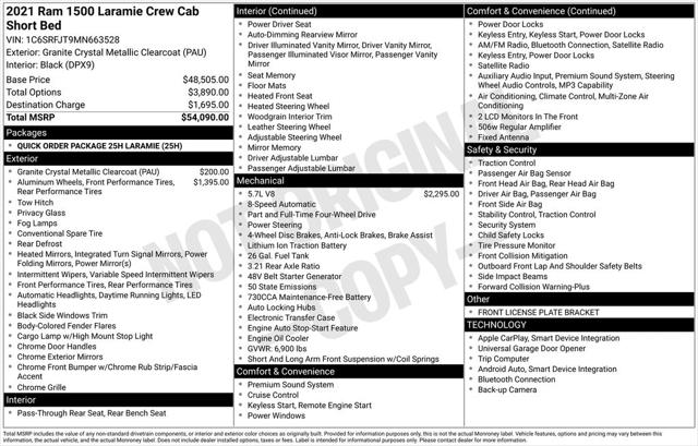 2021 RAM 1500 Laramie Crew Cab 4x4 57 Box 2021 RAM 1500 Laramie Crew Cab 4x4 57 Box