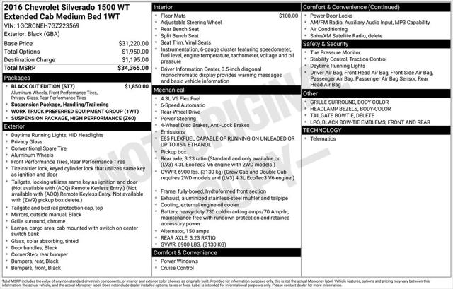 2016 Chevrolet Silverado 1500 WT 2016 Chevrolet Silverado 1500 WT