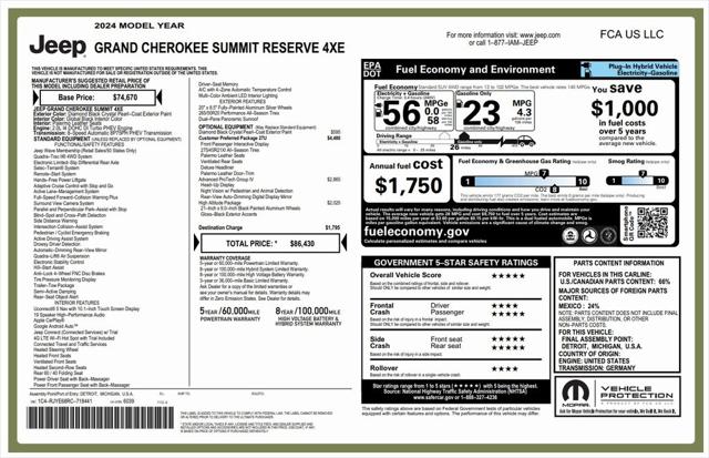 2024 Jeep Grand Cherokee 4xe Summit Reserve 2024 Jeep Grand Cherokee 4xe Summit Reserve