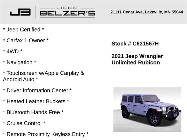 2021 Jeep Wrangler Unlimited Rubicon 4X4 2021 Jeep Wrangler Unlimited Rubicon 4X4