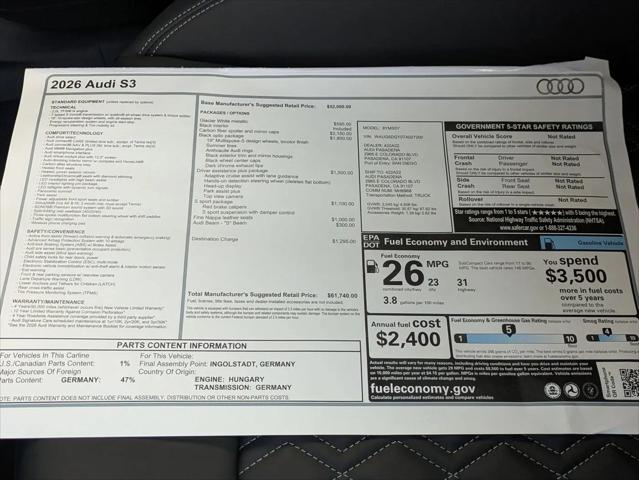 2026 Audi S3 TFSI quattro S tronic