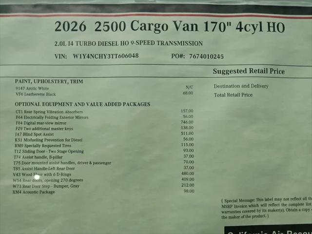 2026 Mercedes-Benz Sprinter 2500 Unknown