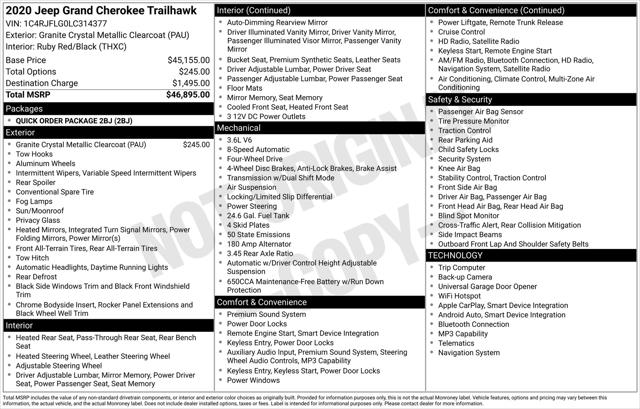 2020 Jeep Grand Cherokee Trailhawk 4X4 2020 Jeep Grand Cherokee Trailhawk 4X4
