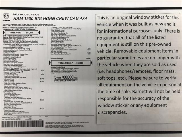 2025 RAM 1500 Big Horn Crew Cab 4x4 57 Box 2025 RAM 1500 Big Horn Crew Cab 4x4 57 Box