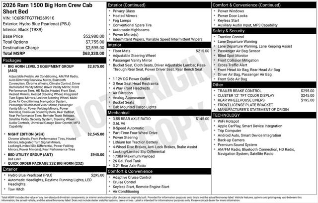 2026 Ram 1500 Big Horn Crew Cab 4x4 5'7" Box