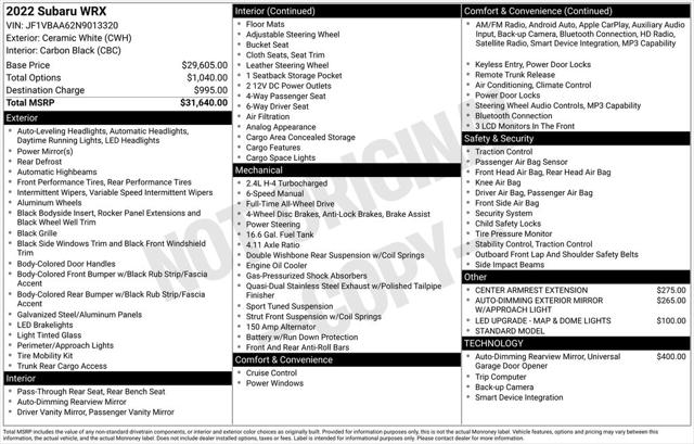 2022 Subaru WRX Base 2022 Subaru WRX Base