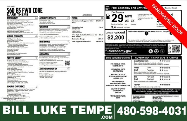 2024 Volvo S60 B5 Core Dark Theme 2024 Volvo S60 B5 Core Dark Theme