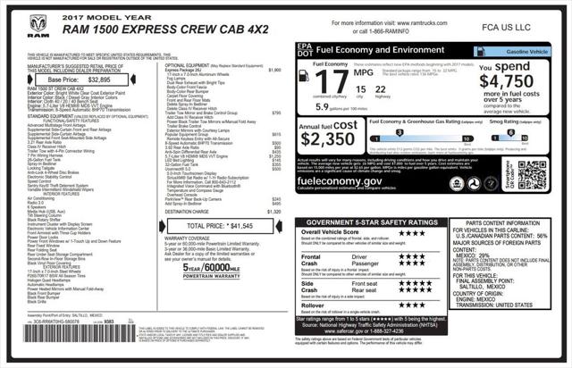 2017 RAM 1500 Express Crew Cab 4x2 57 Box 2017 RAM 1500 Express Crew Cab 4x2 57 Box