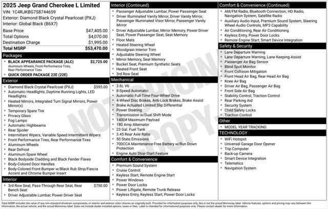 2025 Jeep Grand Cherokee GRAND CHEROKEE L LIMITED 4X4