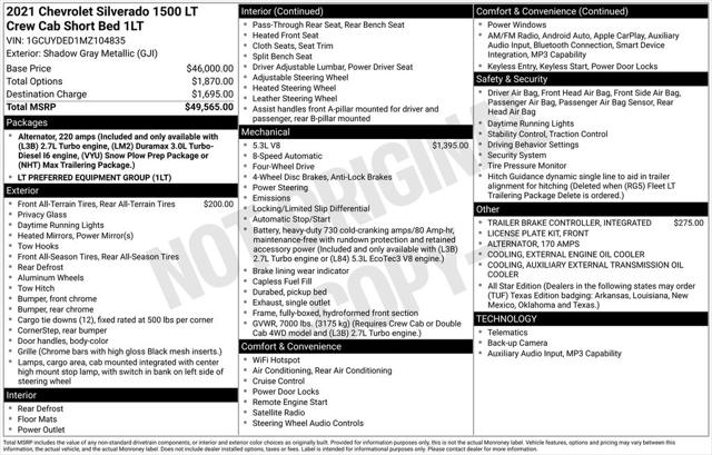 2021 Chevrolet Silverado 1500 4WD Crew Cab Short Bed LT 2021 Chevrolet Silverado 1500 4WD Crew Cab Short Bed LT