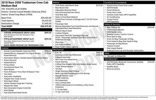 2018 RAM 2500 Tradesman Crew Cab 4x4 64 Box 2018 RAM 2500 Tradesman Crew Cab 4x4 64 Box