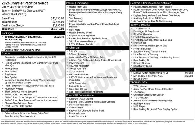 2026 Chrysler Pacifica Select AWD
