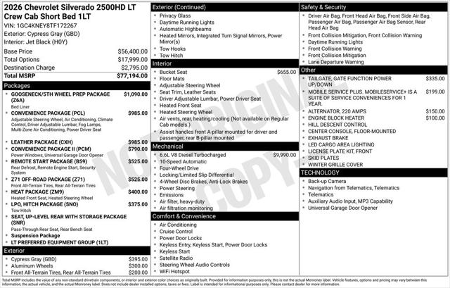 2026 Chevrolet Silverado 2500HD Crew Cab, Standard Bed, LT, 4WD