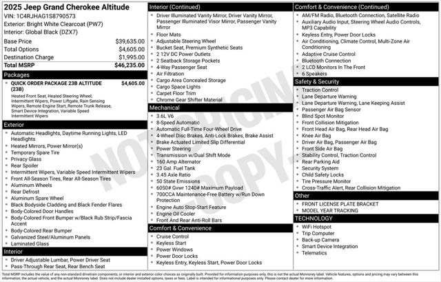 2025 Jeep Grand Cherokee GRAND CHEROKEE ALTITUDE 4X4