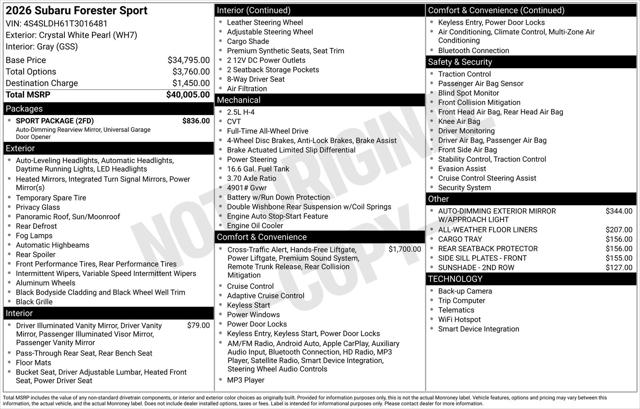2026 Subaru Forester Sport