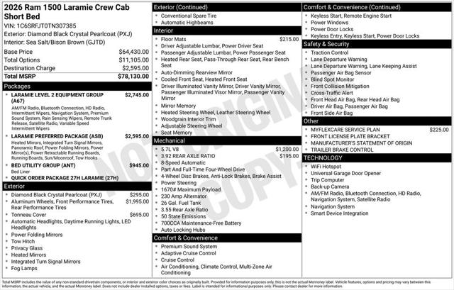 2026 RAM Ram 1500 RAM 1500 LARAMIE CREW CAB 4X4 57 BOX