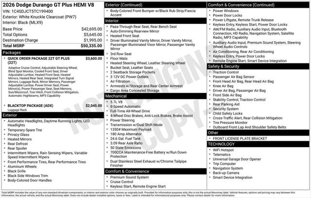 2026 Dodge Durango DURANGO GT PLUS AWD HEMI V8