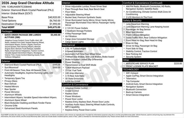 2026 Jeep Grand Cherokee GRAND CHEROKEE LAREDO ALTITUDE 4X4