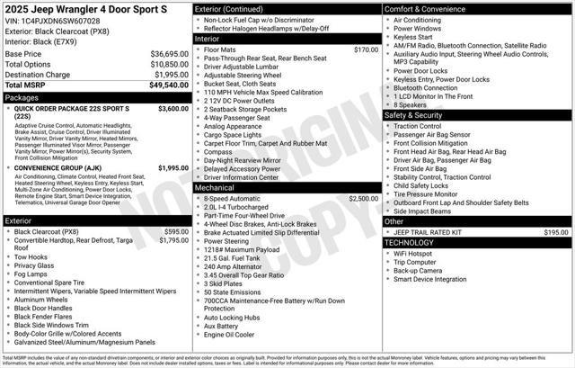2025 Jeep Wrangler WRANGLER 4-DOOR SPORT S