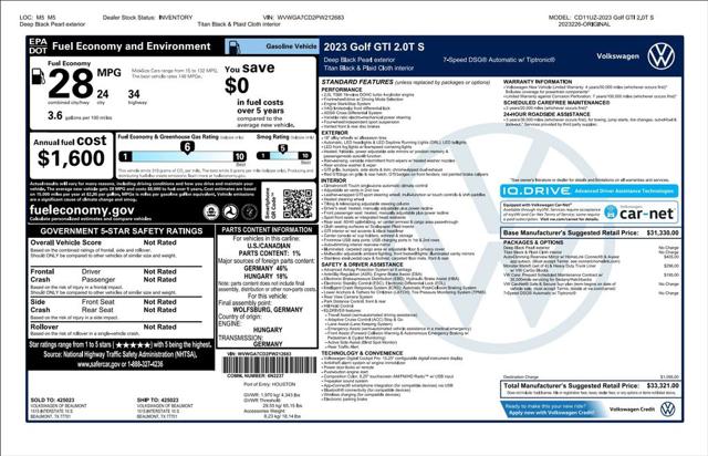 2023 Volkswagen Golf GTI 2.0T S