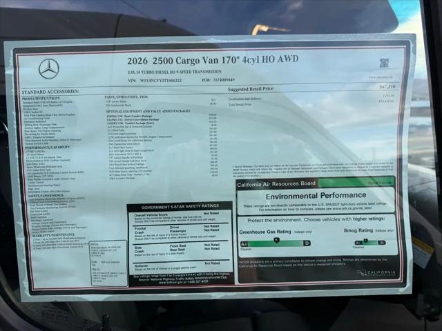2026 Mercedes-Benz Sprinter 2500 High Roof 4-Cyl Diesel HO