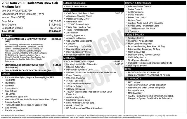 2026 Ram 2500 Tradesman Crew Cab 4x4 6'4" Box