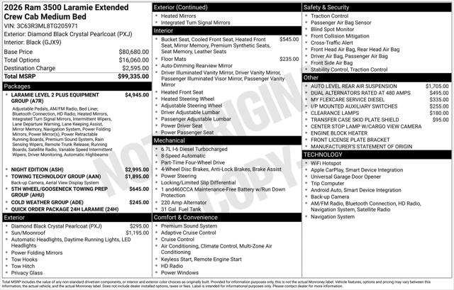 2026 RAM Ram 3500 RAM 3500 LARAMIE MEGA CAB 4X4 64 BOX