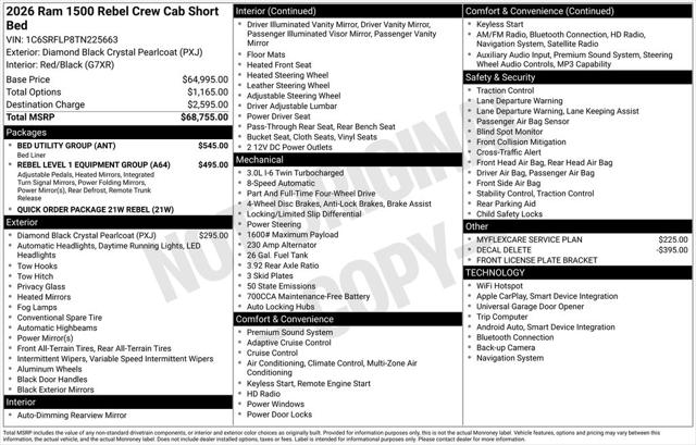 2026 RAM Ram 1500 RAM 1500 REBEL CREW CAB 4X4 57 BOX 2026 RAM Ram 1500 RAM 1500 REBEL CREW CAB 4X4 57 BOX