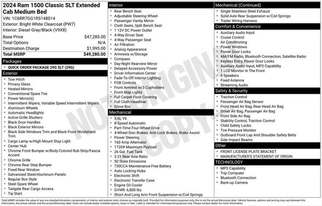 2024 RAM 1500 Classic SLT Quad Cab 4x4 64 Box 2024 RAM 1500 Classic SLT Quad Cab 4x4 64 Box