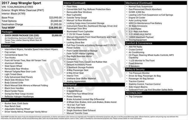 2017 Jeep Wrangler Sport 4x4 2017 Jeep Wrangler Sport 4x4