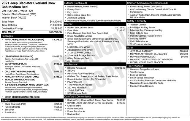 2021 Jeep Gladiator Overland 4X4