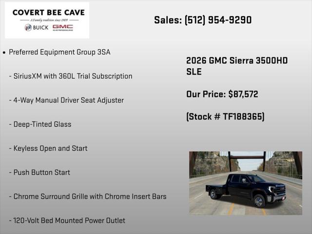 2026 GMC Sierra 3500HD Double Cab, Long Bed, SLE Dual Rear Wheel, 4WD
