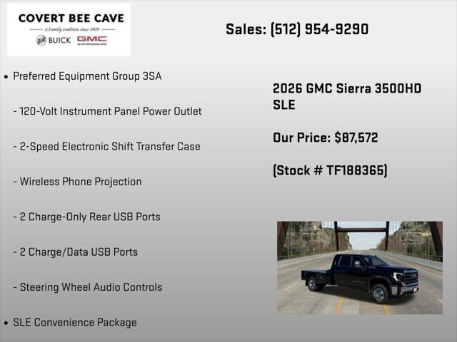 2026 GMC Sierra 3500HD Double Cab, Long Bed, SLE Dual Rear Wheel, 4WD