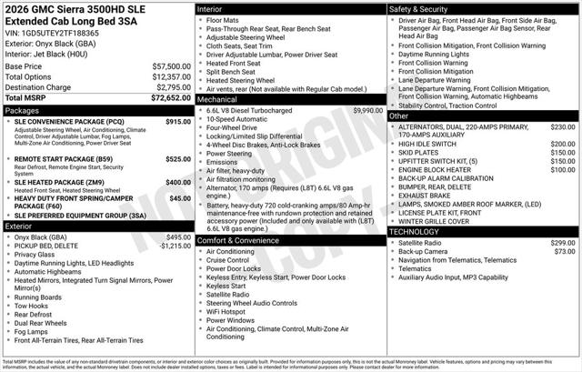 2026 GMC Sierra 3500HD Double Cab, Long Bed, SLE Dual Rear Wheel, 4WD