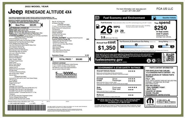 2022 Jeep Renegade Altitude 4x4 2022 Jeep Renegade Altitude 4x4