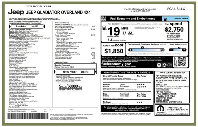 2022 Jeep Gladiator Overland 4x4